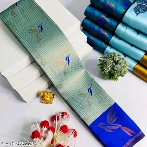 Seraglio Sky Soft Banarasi Silk Saree With Impressive Blouse Piece