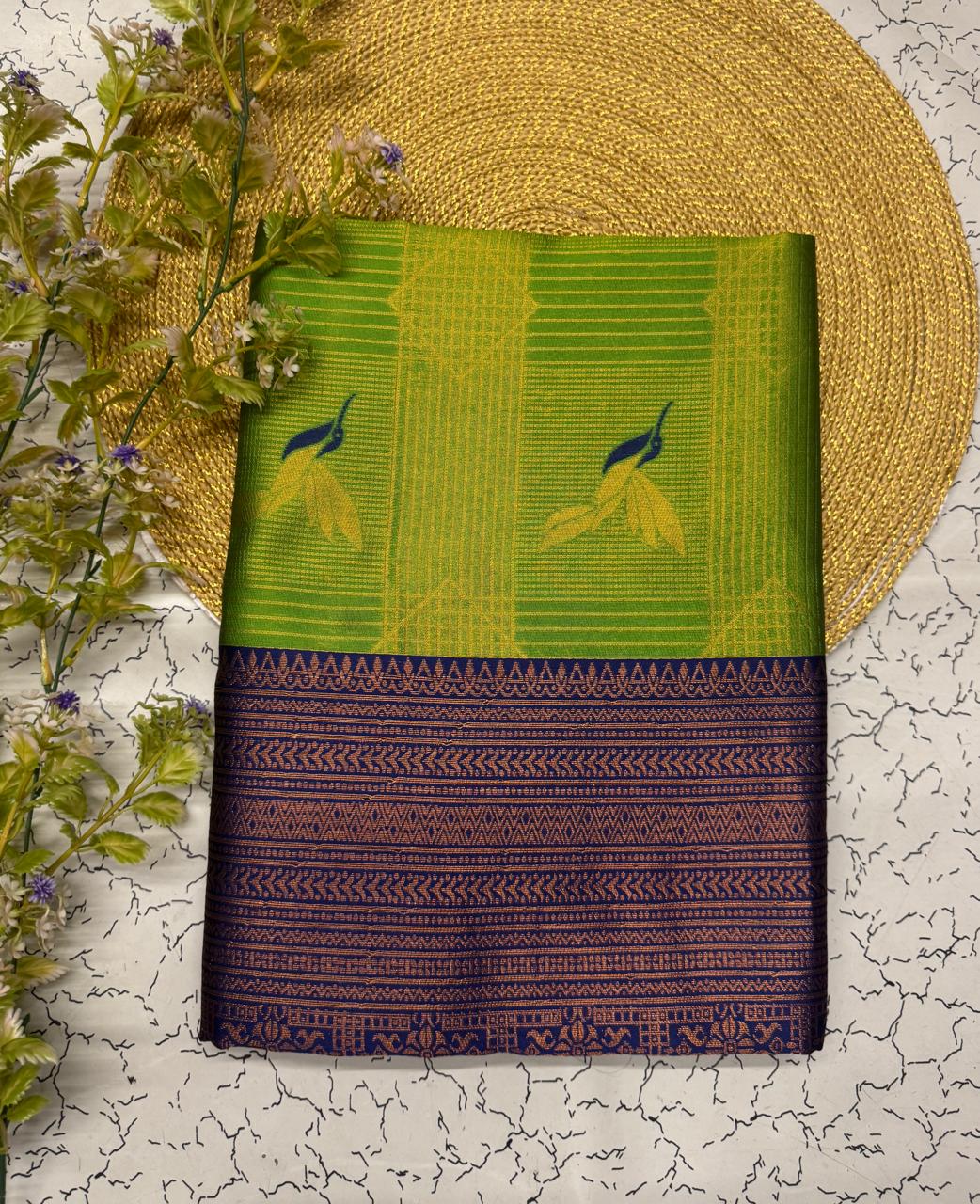 Green Soft Banarasi Silk Saree With Ineffable Blouse Piece