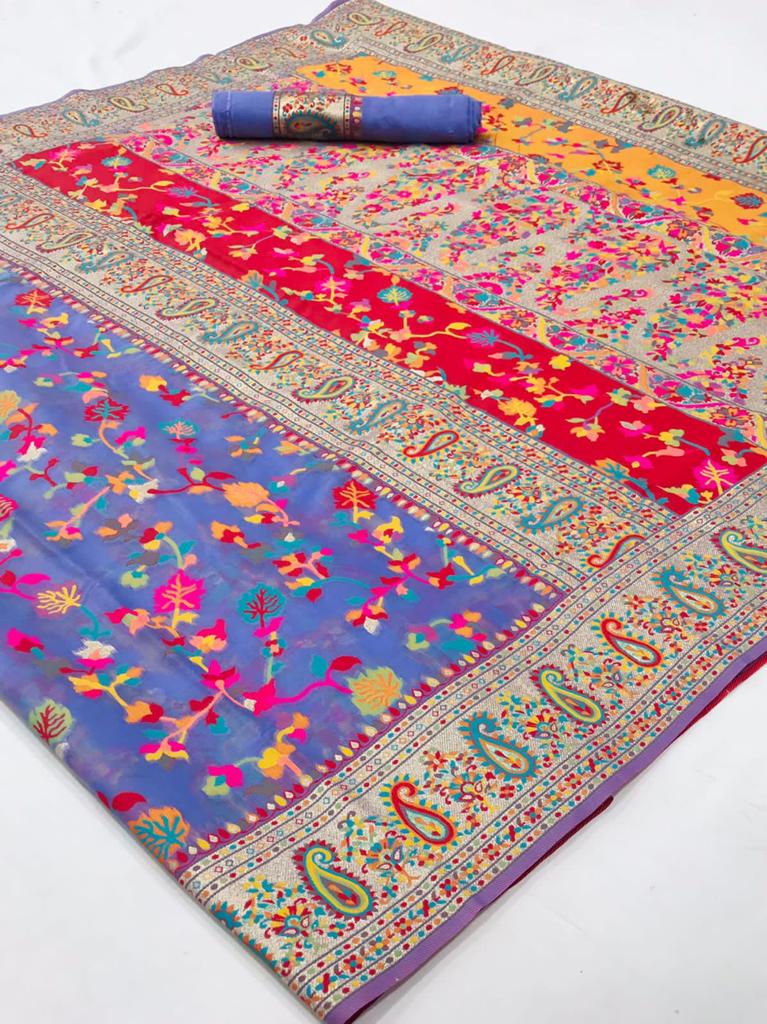 Pleasant Light Blue  Banarasi Silk Saree With Inspiring Blouse Piece