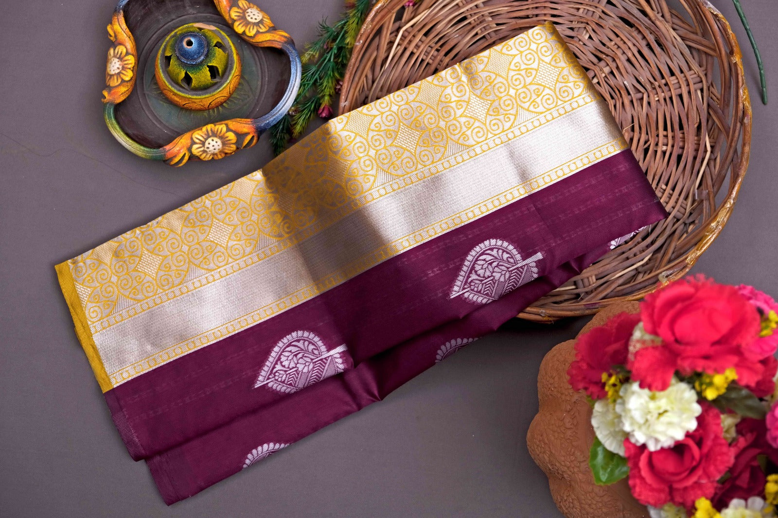 Lustrous Purple Soft Banarasi Silk Saree With Splendorous Blouse Piece