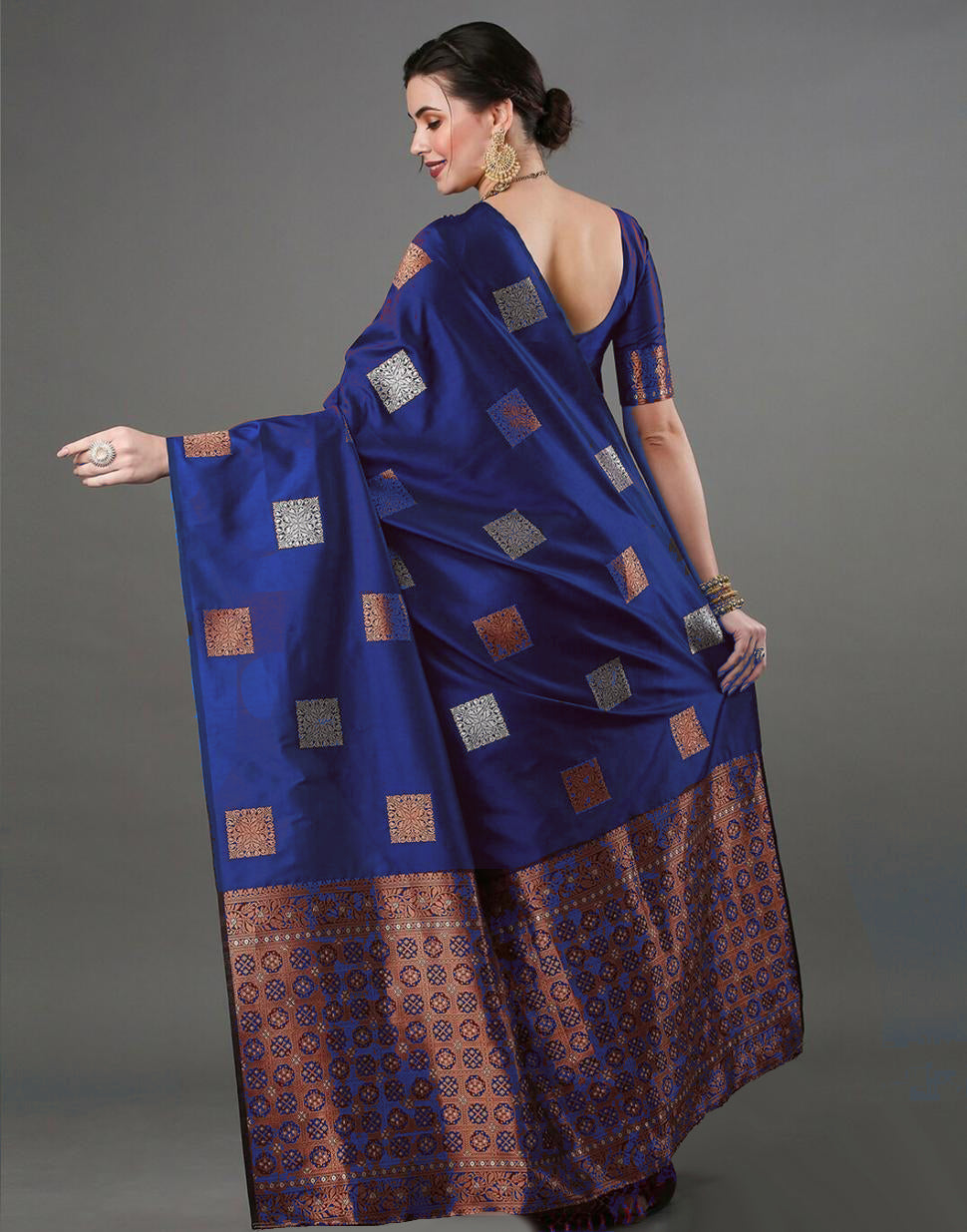 Vibrant Blue Soft Banarasi Silk Saree With Glowing Blouse Piece