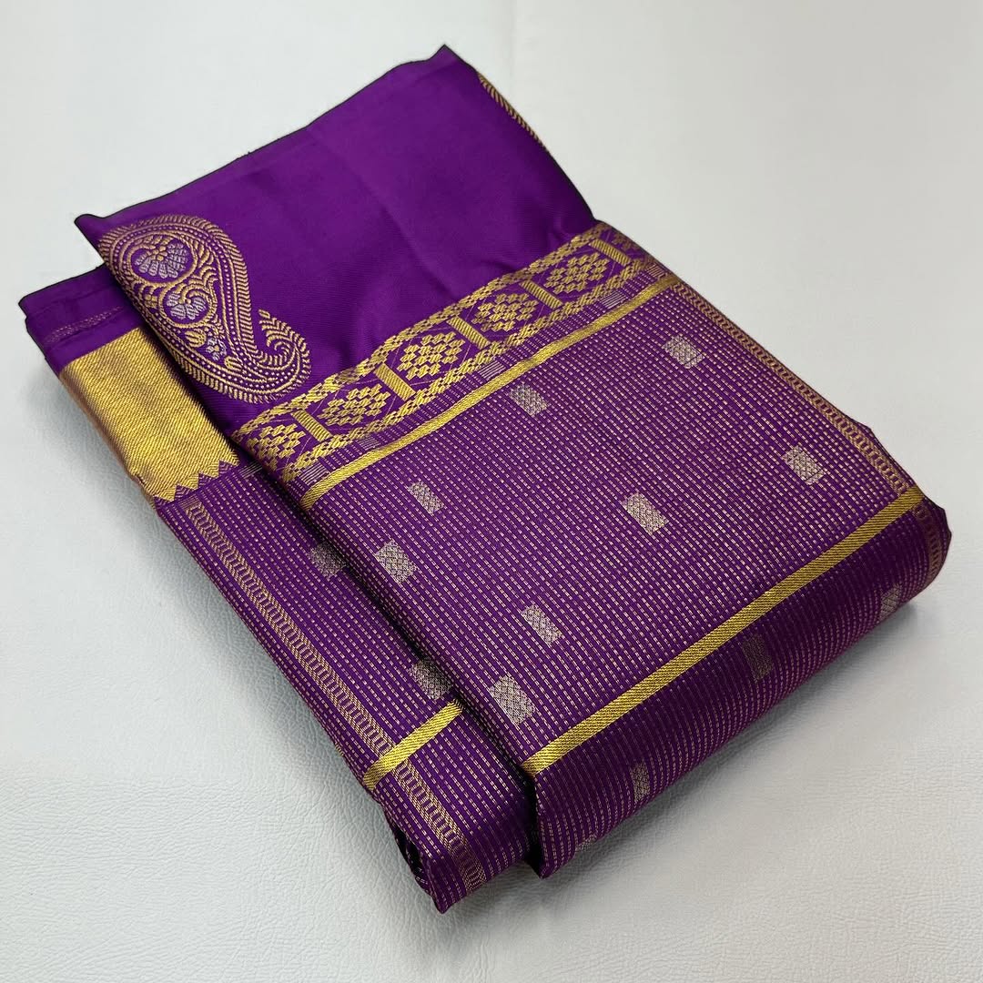 Embrocation Purple Soft Banarasi Silk Saree With Wonderful Blouse Piece