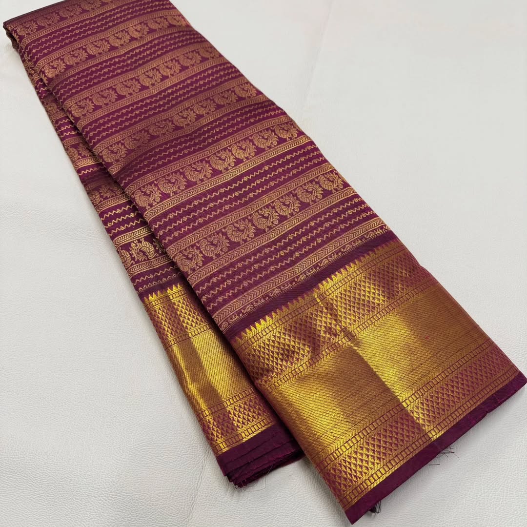 Designer Purple Soft Banarasi Silk Saree With Excellent Blouse Piece
