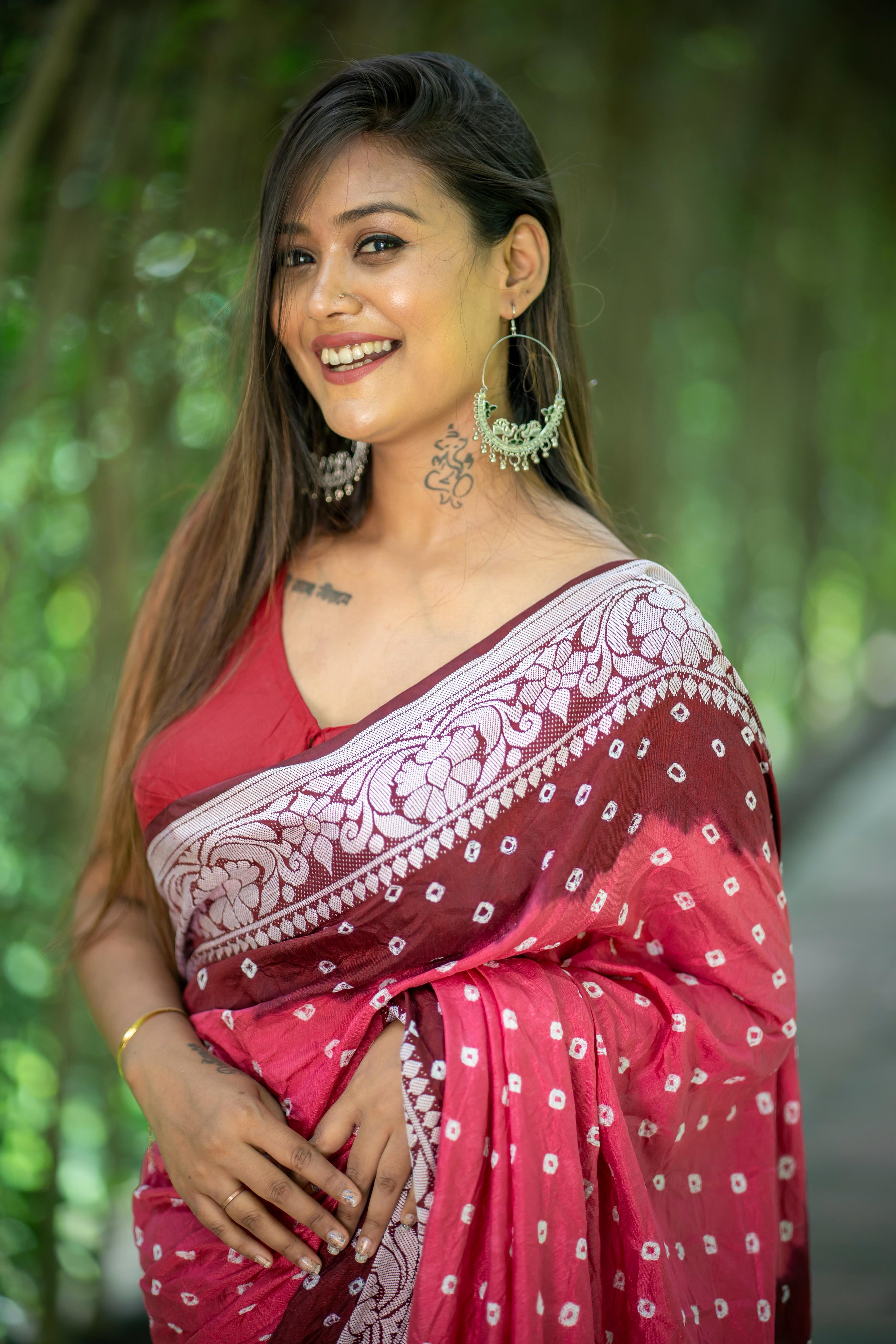 Desirable Dark Peach Dola Silk Saree With Prettiest Blouse Piece