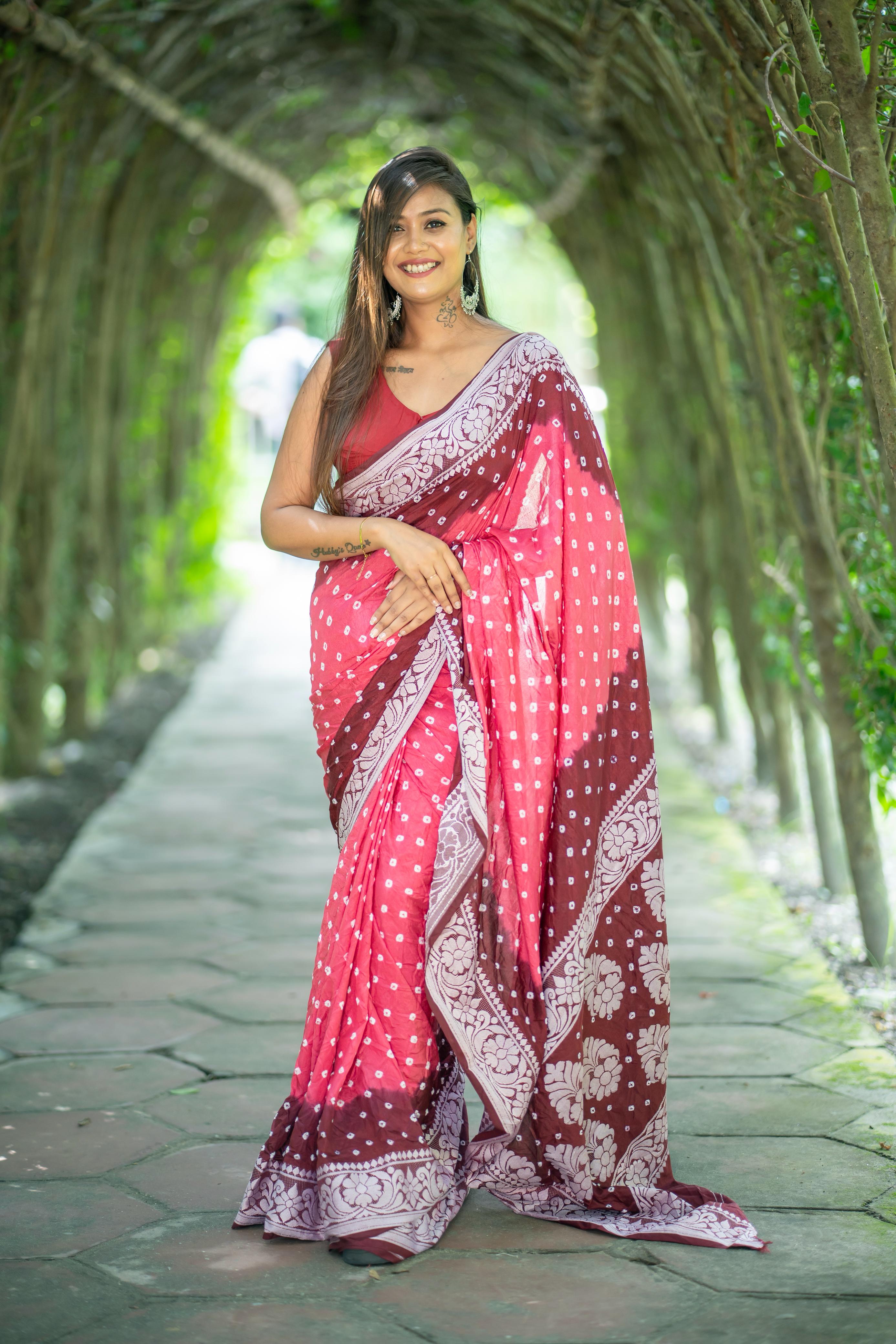 Desirable Dark Peach Dola Silk Saree With Prettiest Blouse Piece
