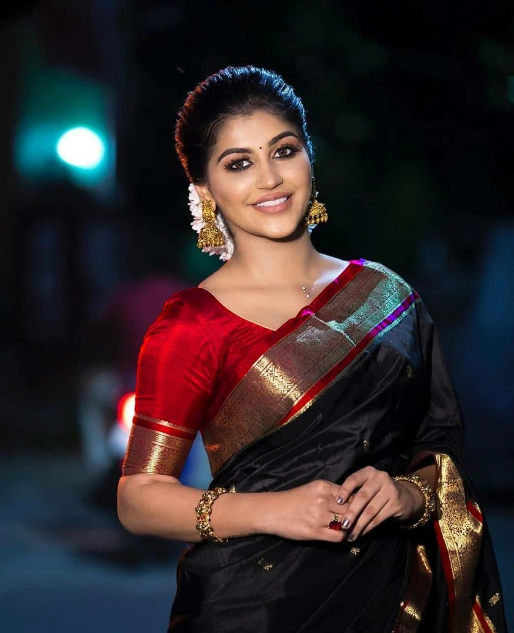 Impressive Black Soft Banarasi Silk Saree With Fairytale Blouse Piece