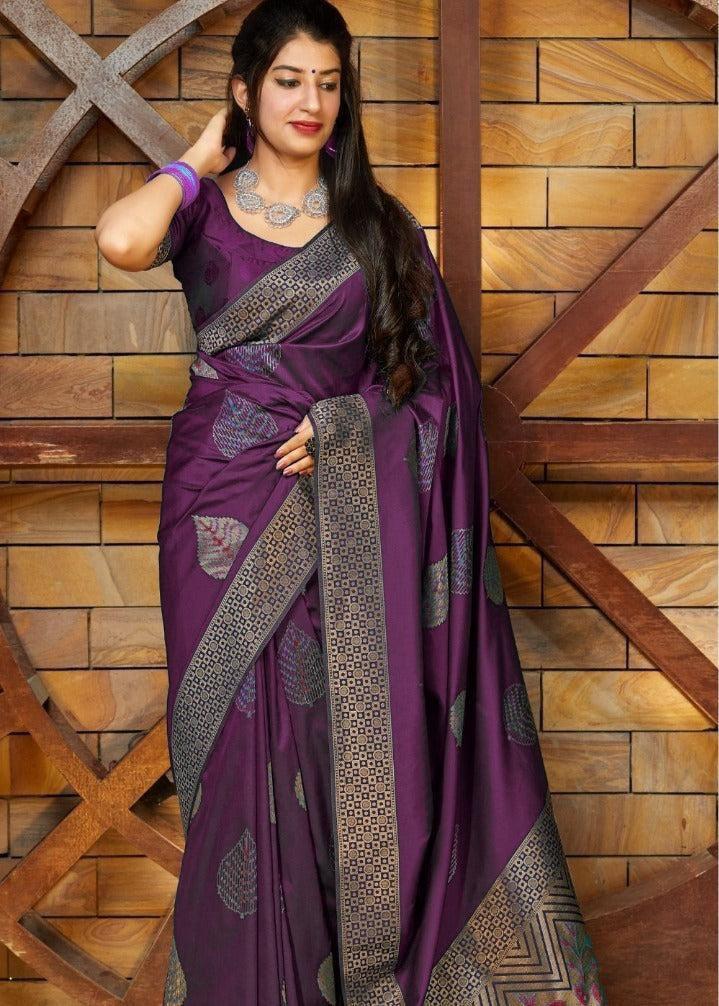 Transcendent Purple  Soft Silk Saree With Supernal Blouse Piece