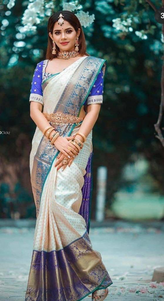 Palimpsest Off White Soft Silk Saree With Gossamer Blouse Piece