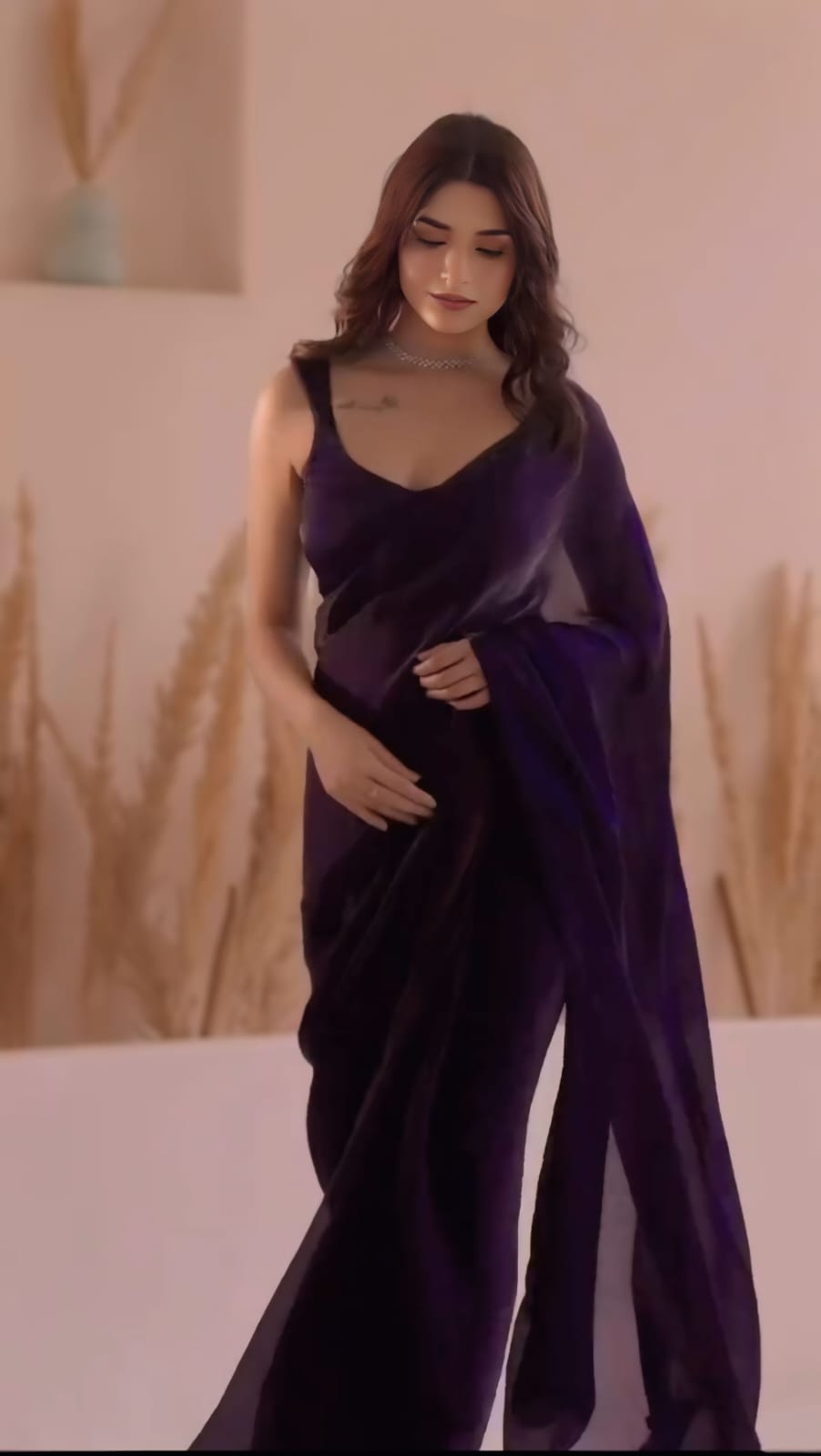 Beautiful Purple Fancy Silk Saree With Glamorous Blouse Piece