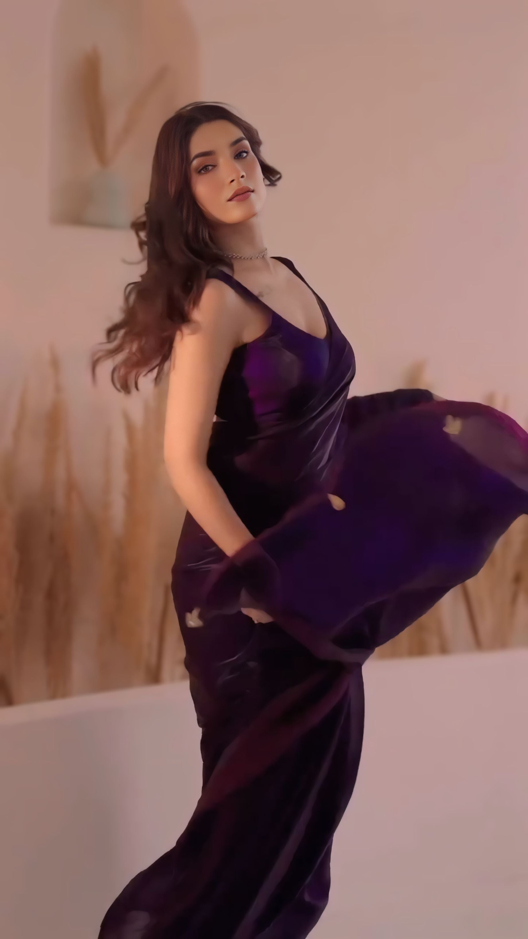 Beautiful Purple Fancy Silk Saree With Glamorous Blouse Piece