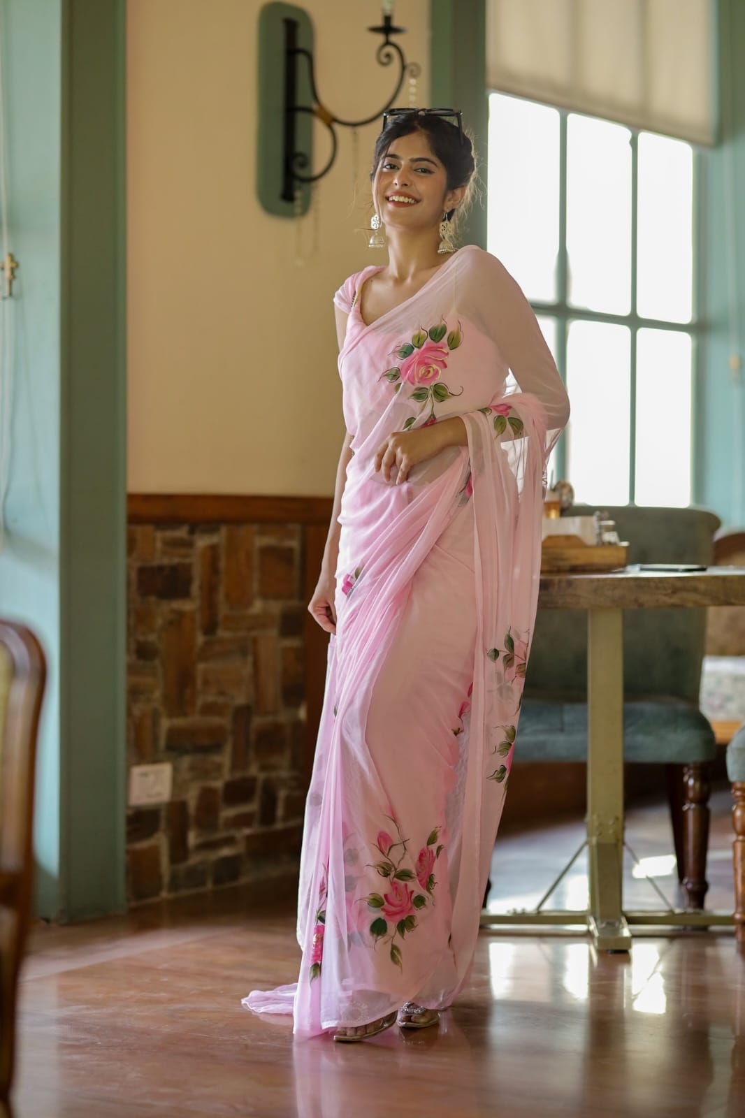 Beautiful 1-Minute Ready To Wear Pink Georgette Saree